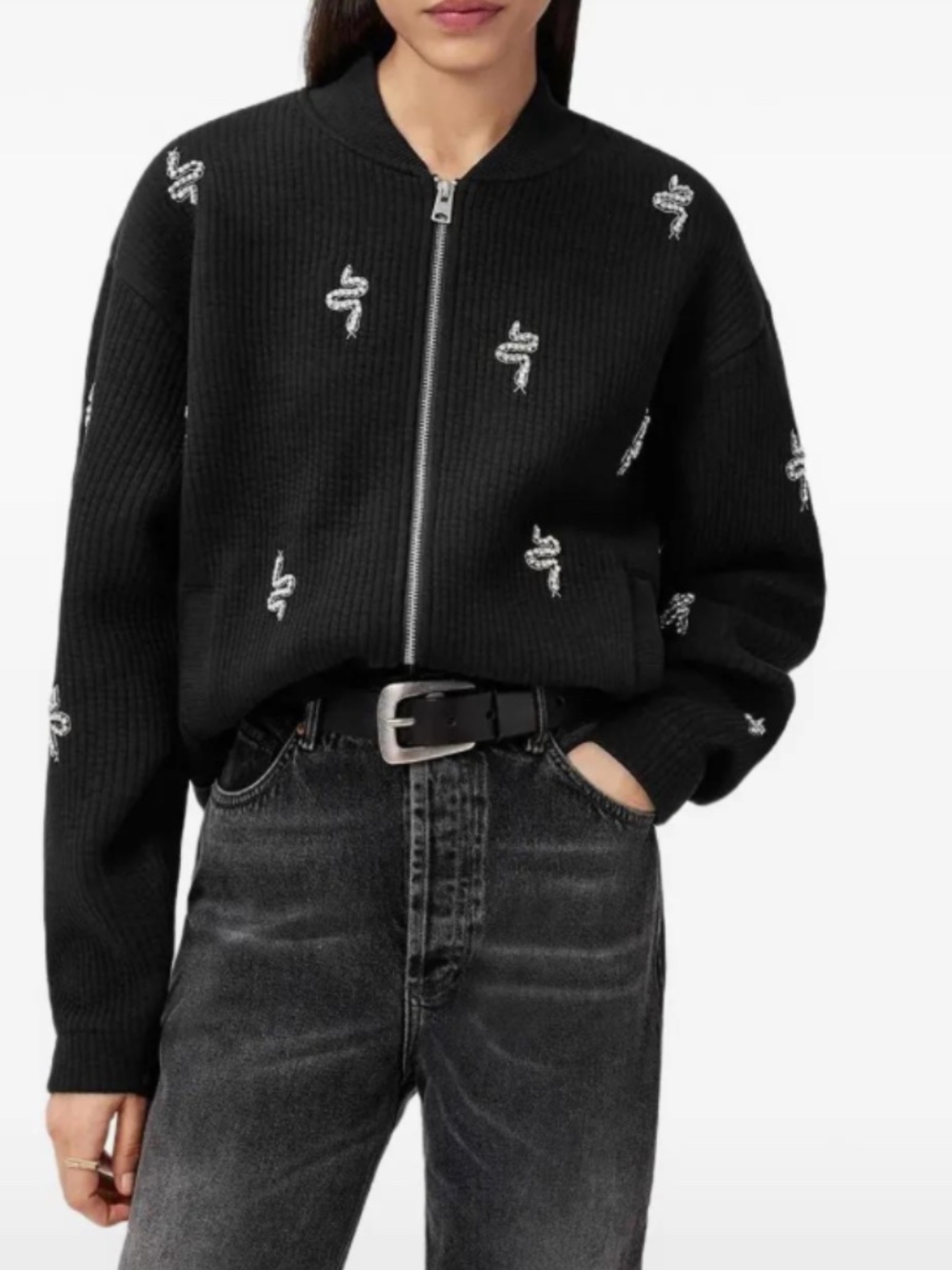 All Saints Snake Embroidered Bomber Jacket